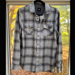 Vans Grey Flannel "Off the Wall" Button-Down Shirt - Men's Size Small